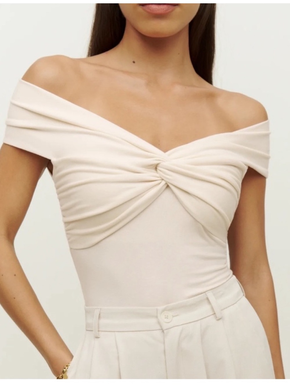 Reformation Ezlynn Knit Top Off The Shoulder Size S